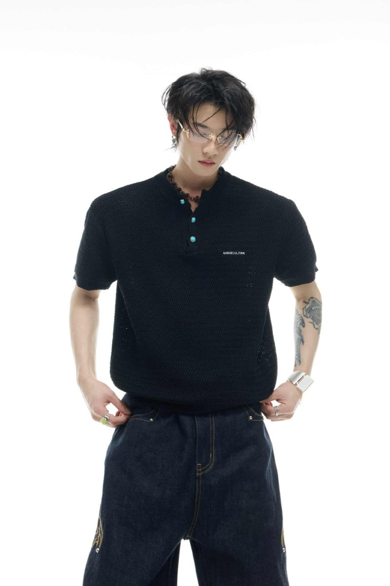 Textured Knit Mesh Tee