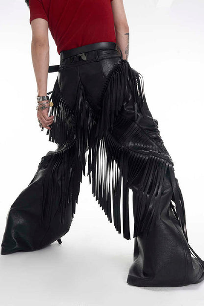 Fringe PU Leather Pants