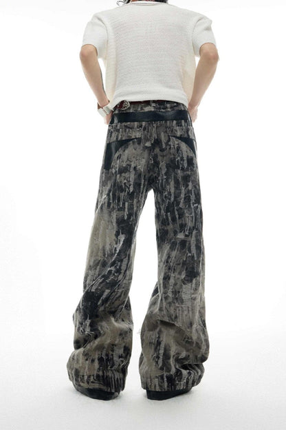 Painted Distressed Flare Denim