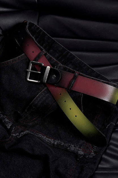 Gradient Spray Painted Leather Belt