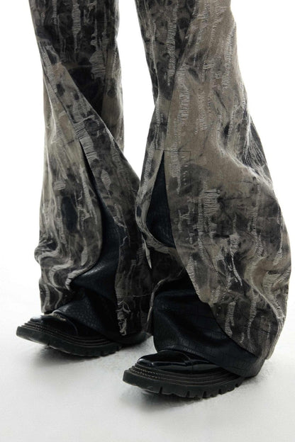 Painted Distressed Flare Denim