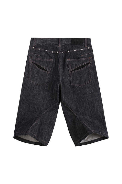 Studded Raw Denim Short Jeans