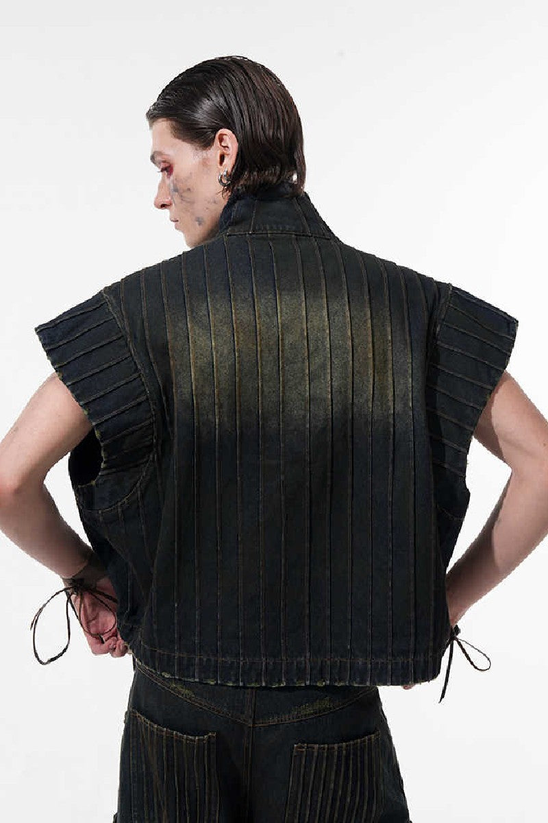 Washed Sleeveless Denim Vest