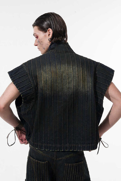 Washed Sleeveless Denim Vest