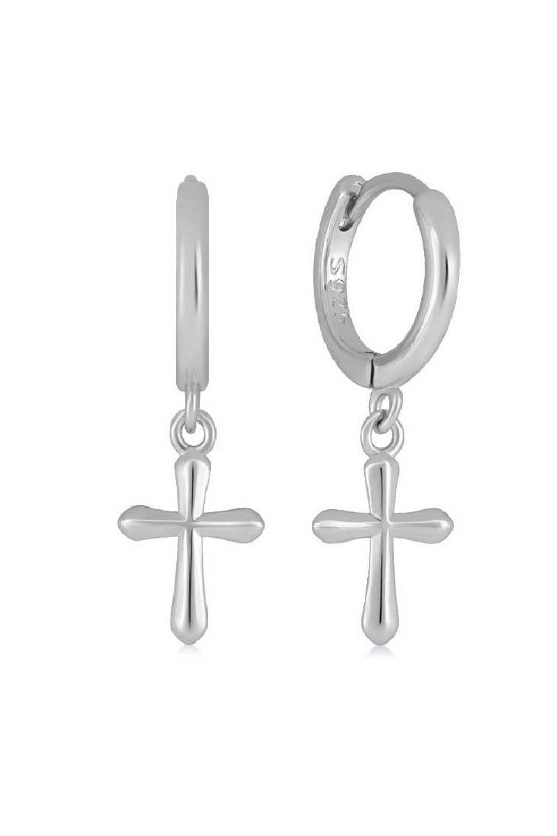 Minimal Cross Hoop Earrings