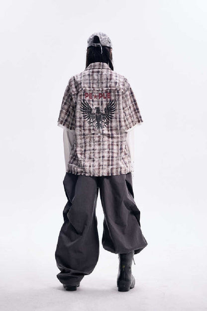 Plaid Raw Edge Polo Shirt