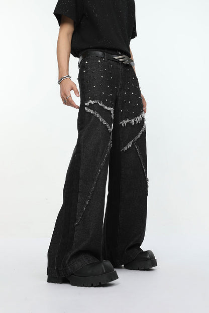 Vintage Studded Wide-Leg Jeans