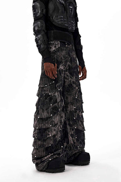 Snakeskin Studded Wide Leg Jeans