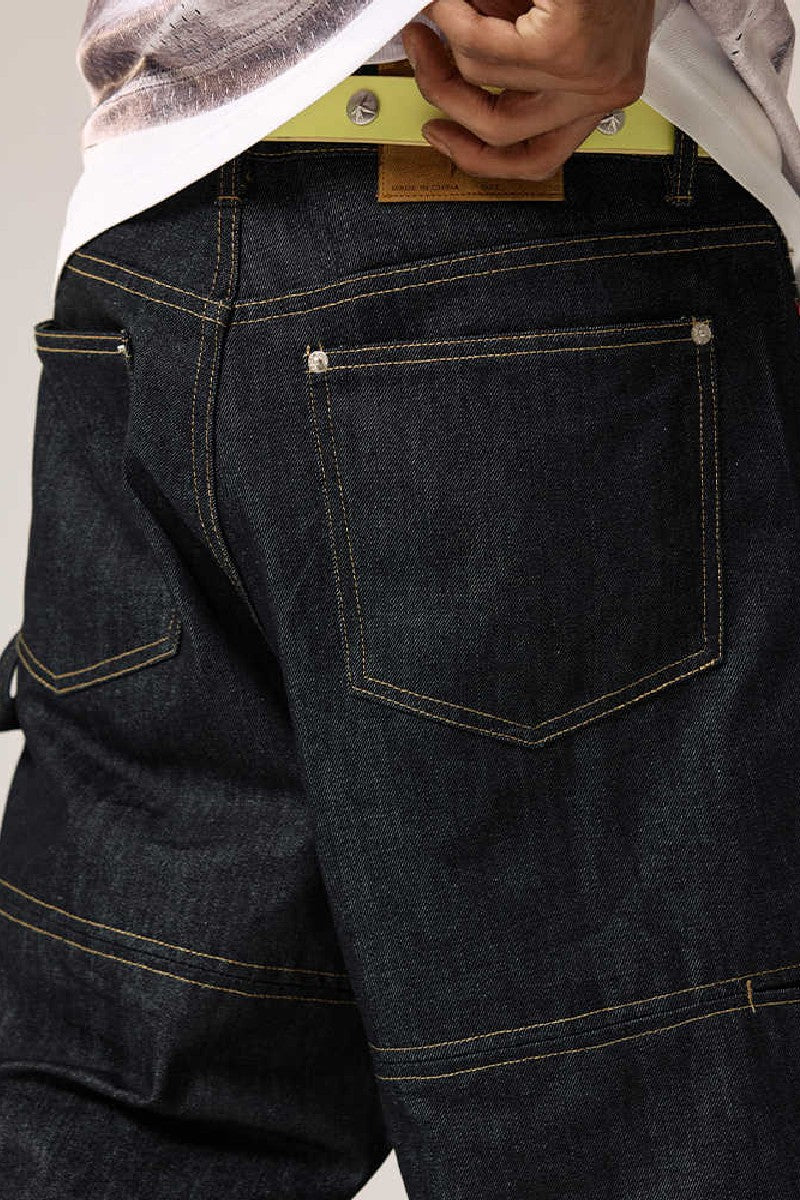 Raw Denim Straight Leg Shorts