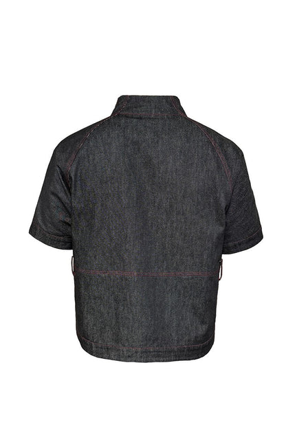 Raw Denim Stand Collar Shirt