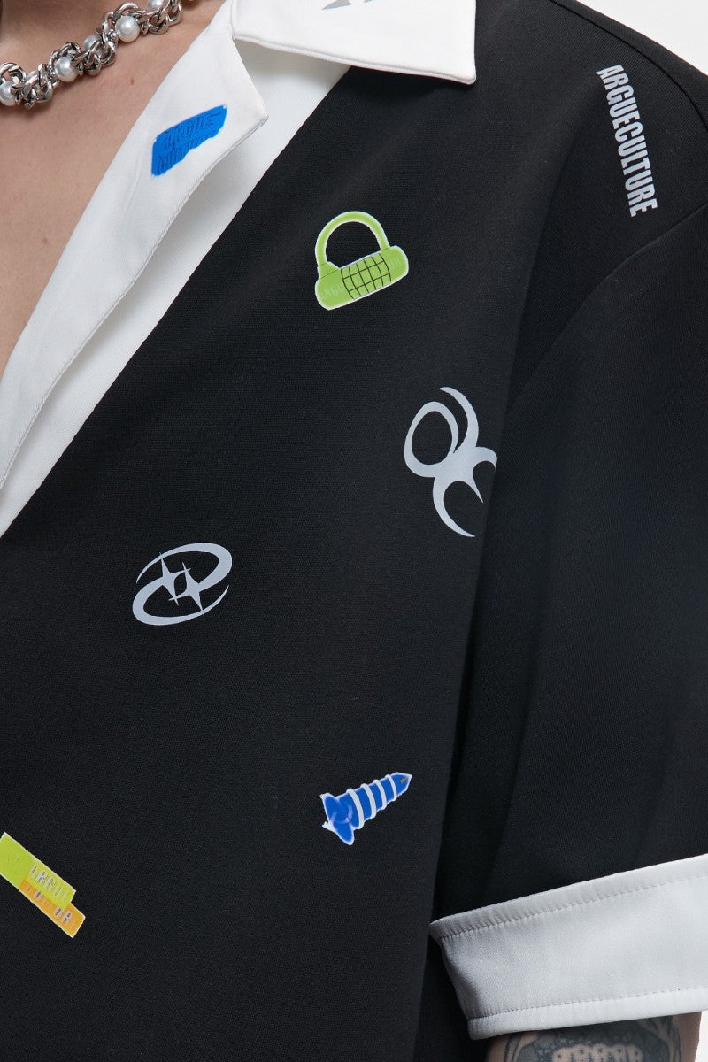 Sticker Print Layered Polo