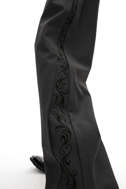 Embroidered Pleated Vintage Trousers
