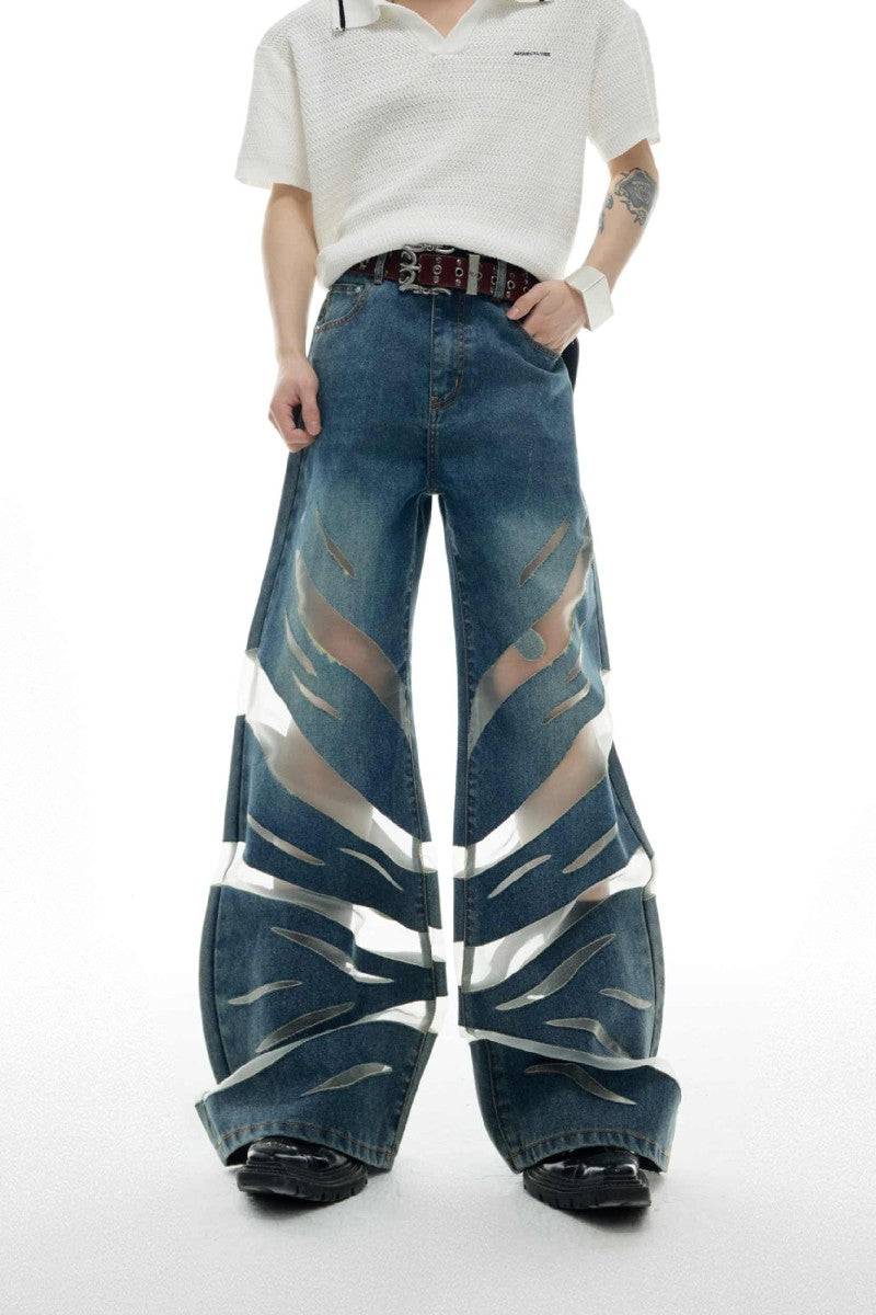 Mesh Panel Denim