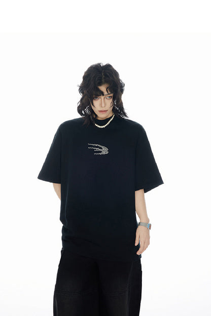 Beaded Pearl Logo Oversized Tee