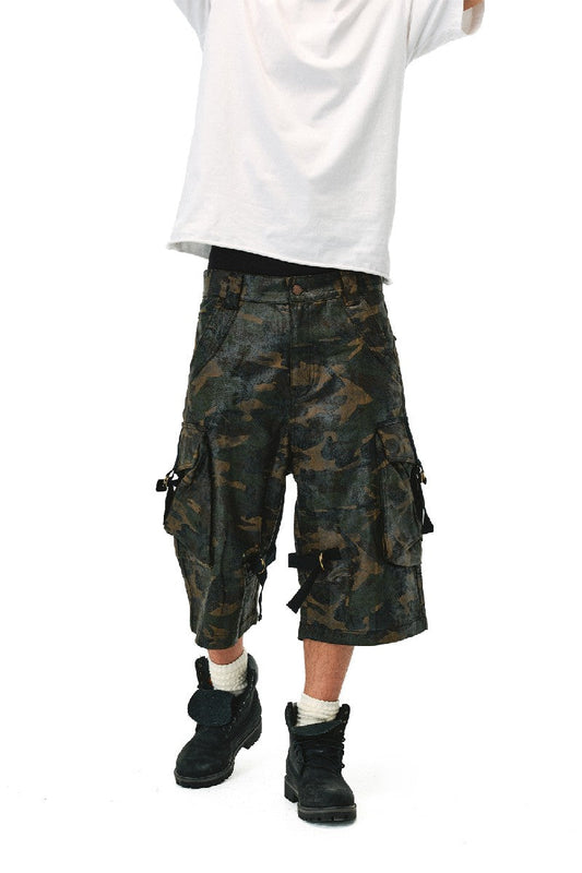 Waxed Camo Pocket Shorts