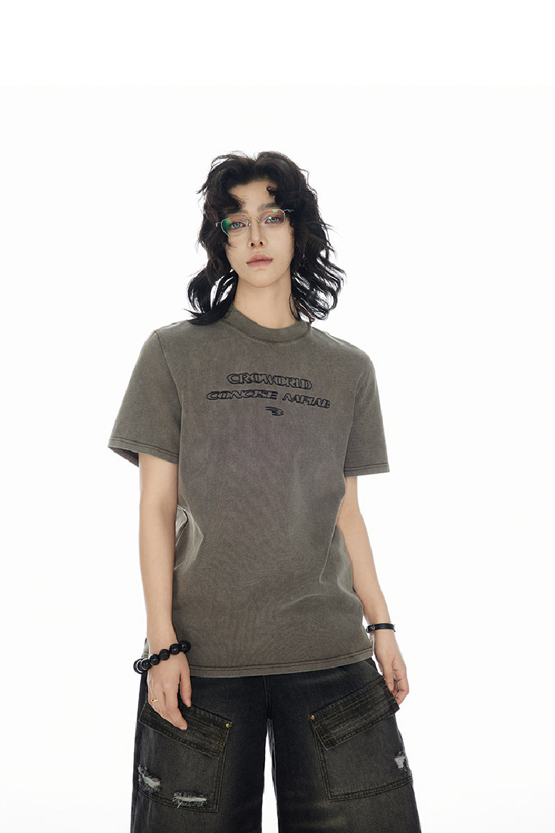 Retro Heavy Wash Embroidered Tee