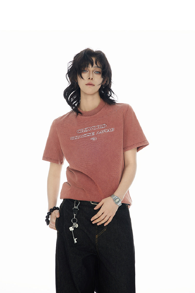 Retro Heavy Wash Embroidered Tee