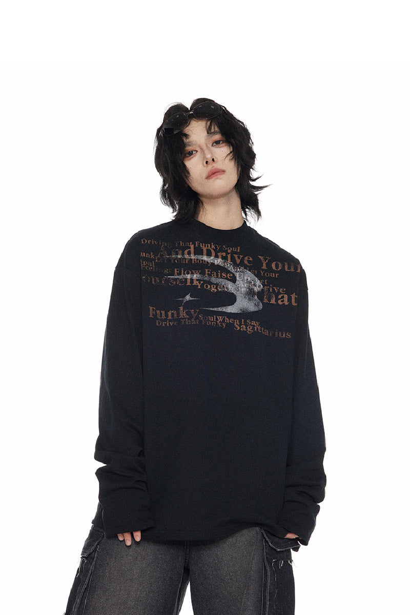 Distressed Logo Long Sleeve Tee