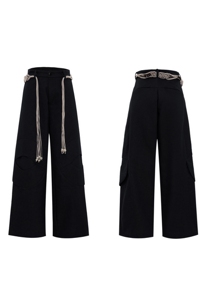 Belted Straight Cut Denim Jeans