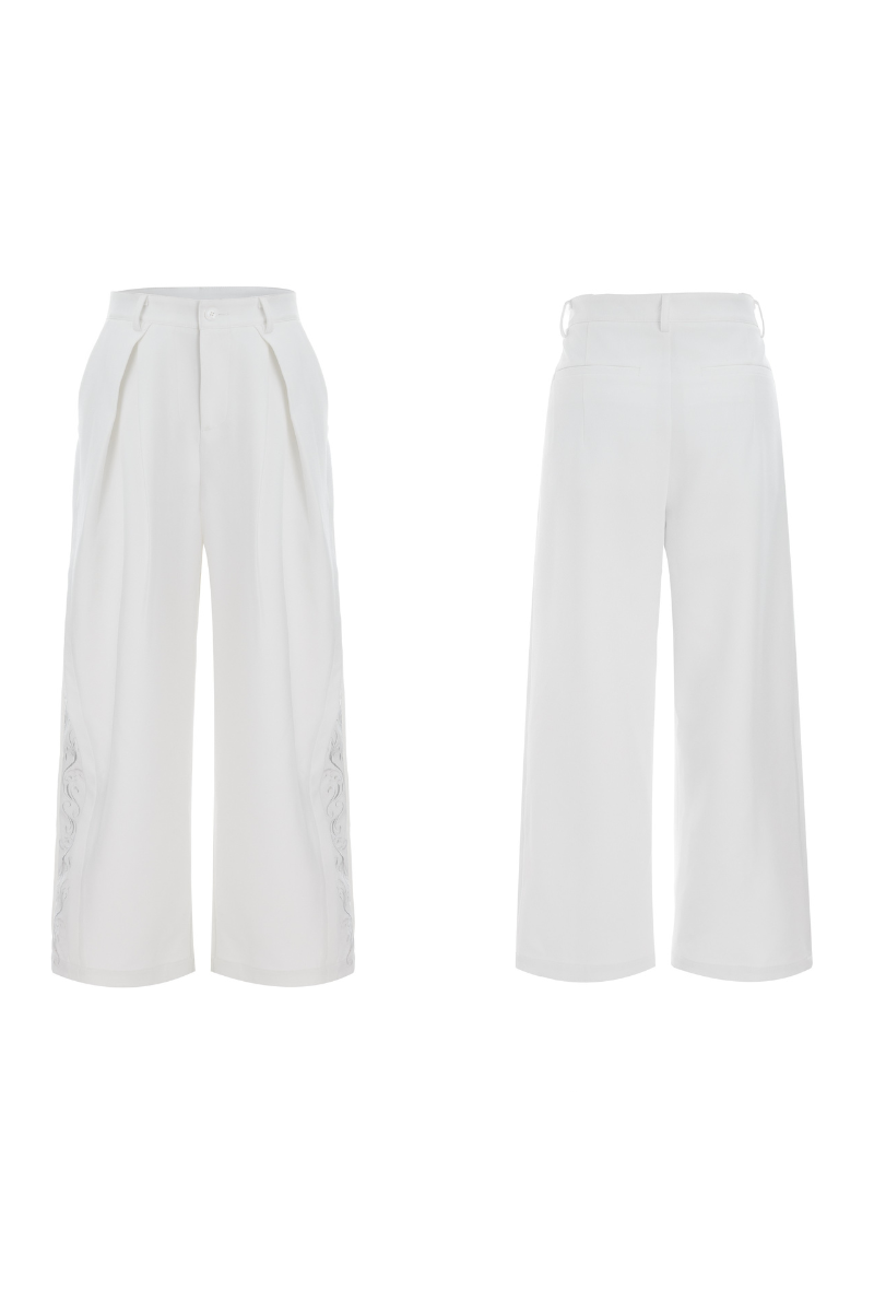 Embroidered Pleated Vintage Trousers