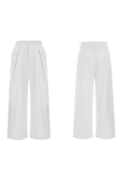 Embroidered Pleated Vintage Trousers