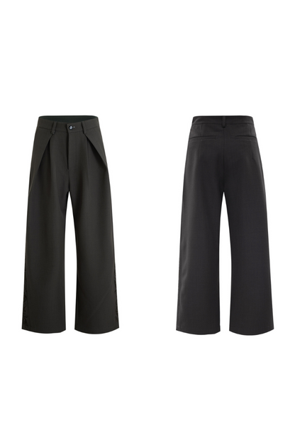 Embroidered Pleated Vintage Trousers