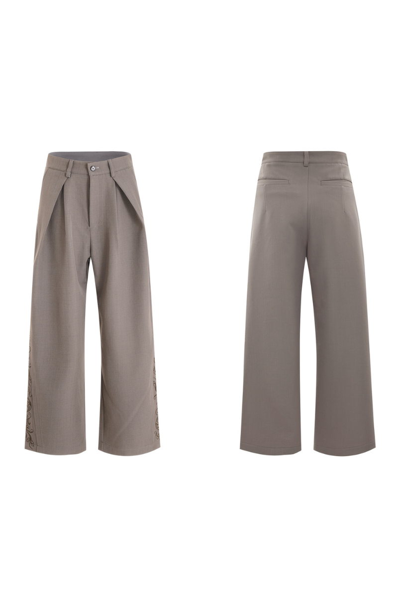 Embroidered Pleated Vintage Trousers