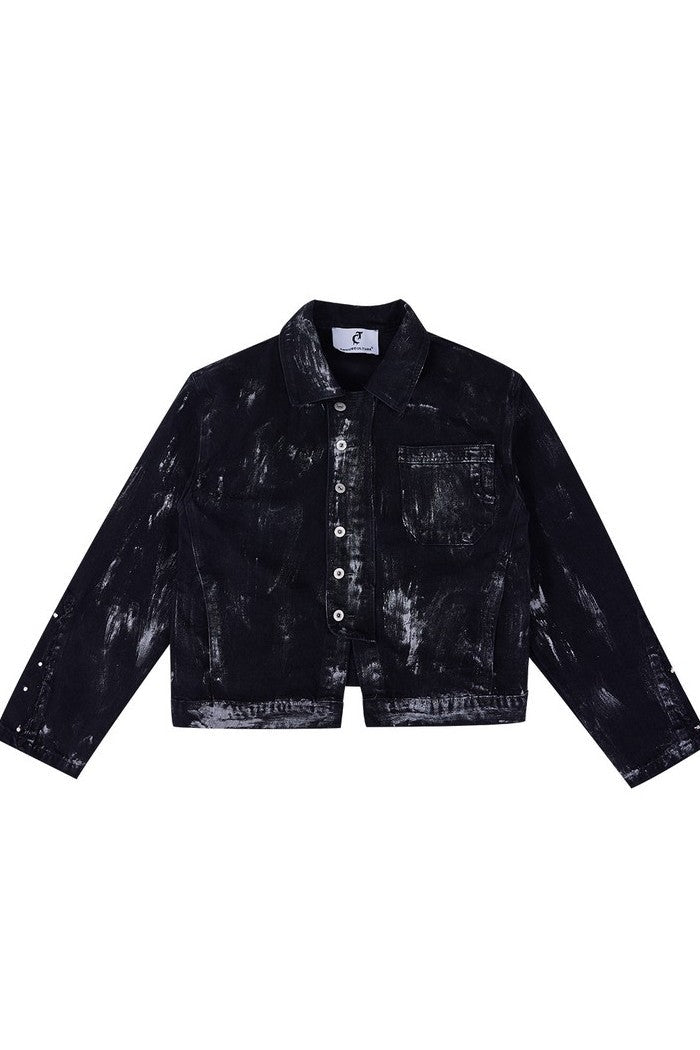 Metal Rived Destroyed Denim Jacket