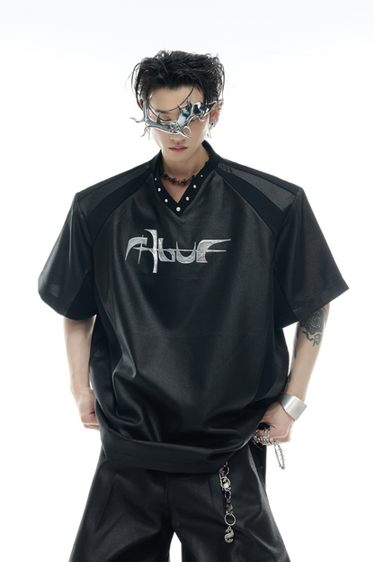 Iridescent Deconstructed V-Neck Tee