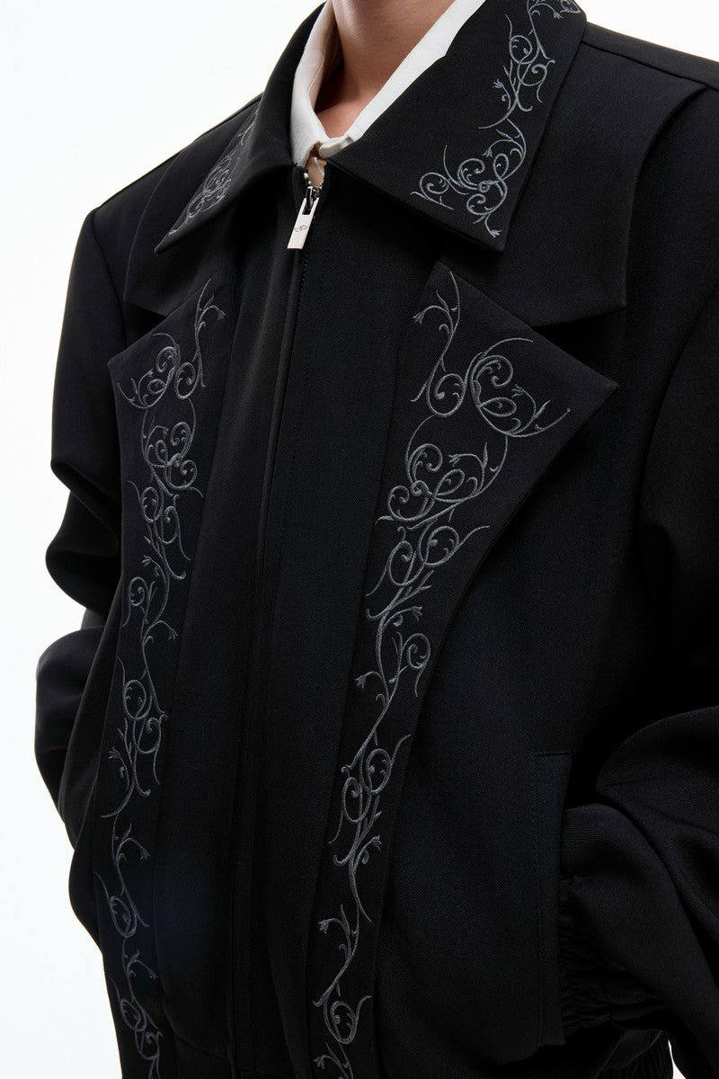 Embroidered Layered Cropped Jacket