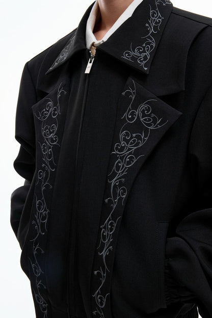 Embroidered Layered Cropped Jacket