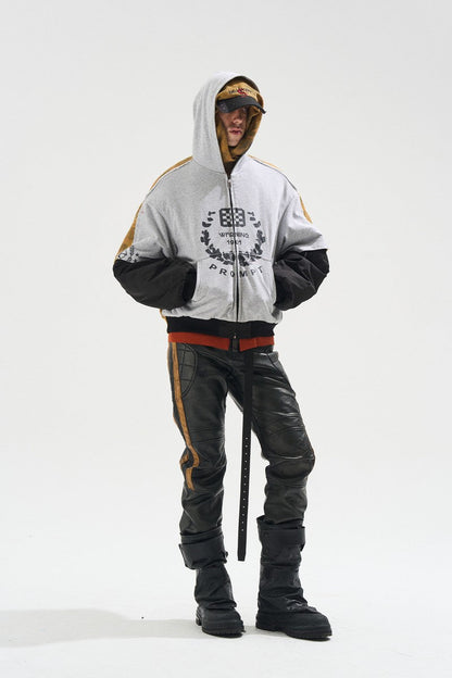 Colorblock Biker Faux Leather Pants