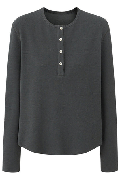 Waffle Henley Long Sleeve Tee