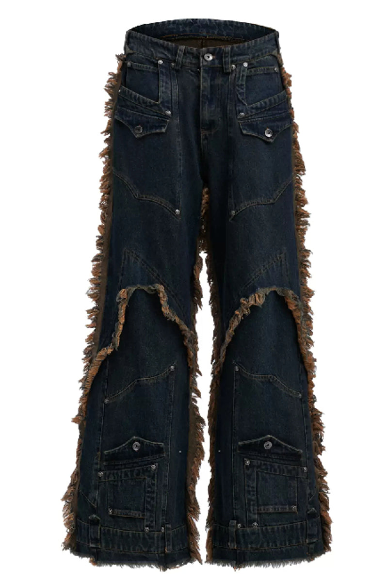 Frayed Studded Denim Jeans