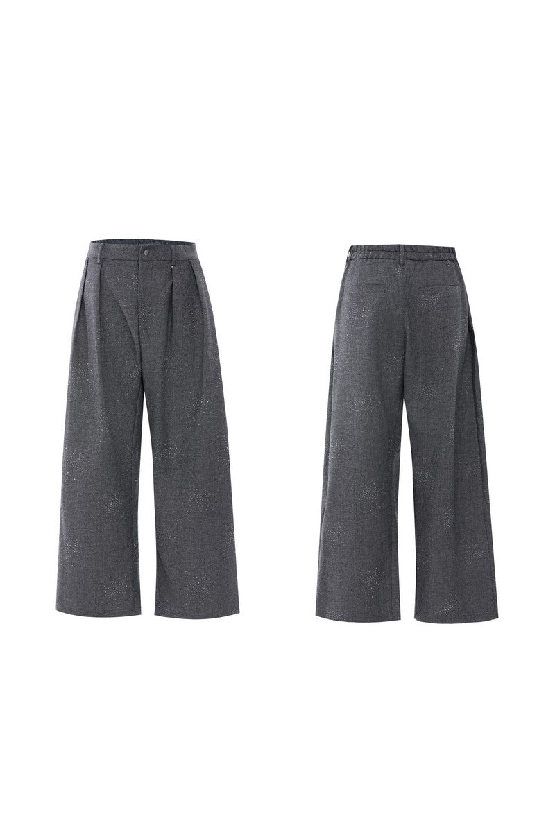 Rhinestone Sequin Pleated Trousers