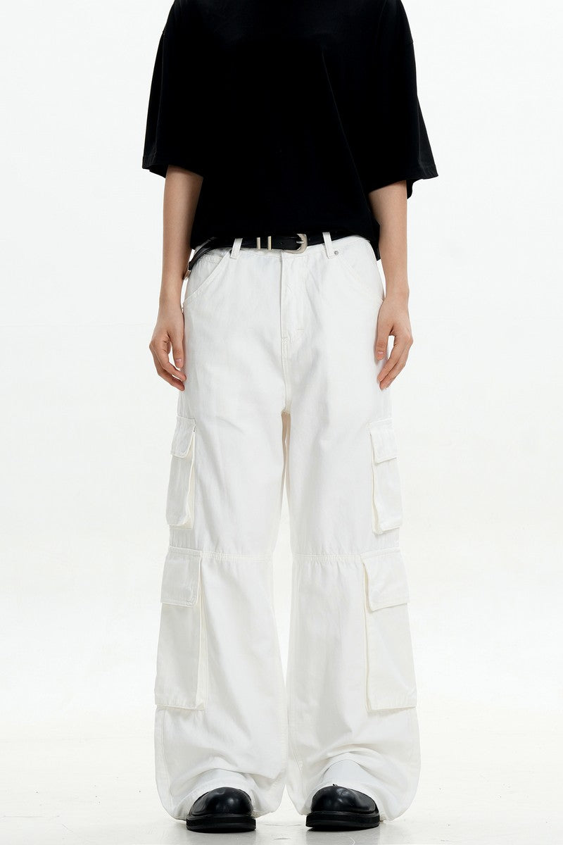 White Pocket Cargo Pants