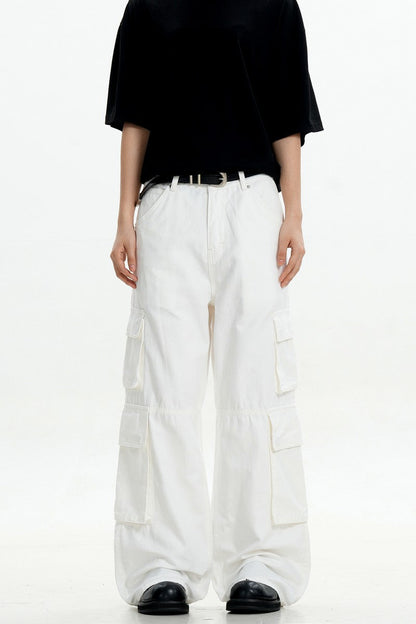 White Pocket Cargo Pants