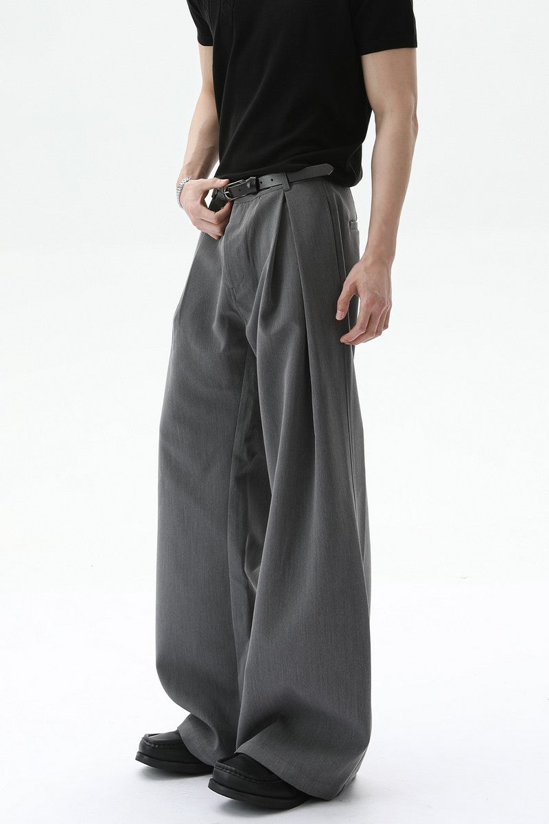 A-Line Pleated Wide Leg Trousers