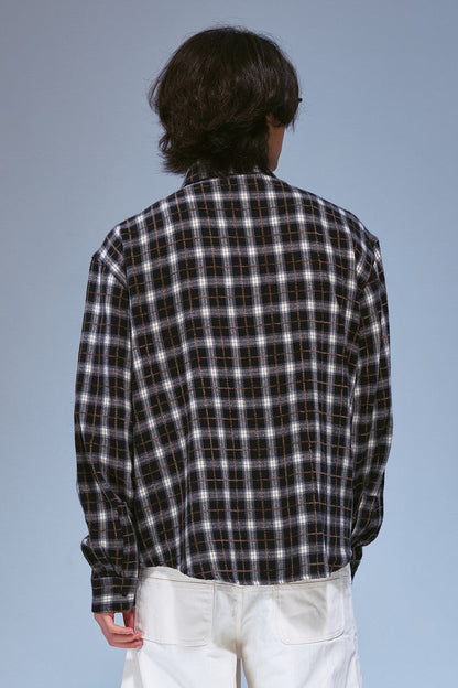 Embroidered Plaid Shirt Jacket