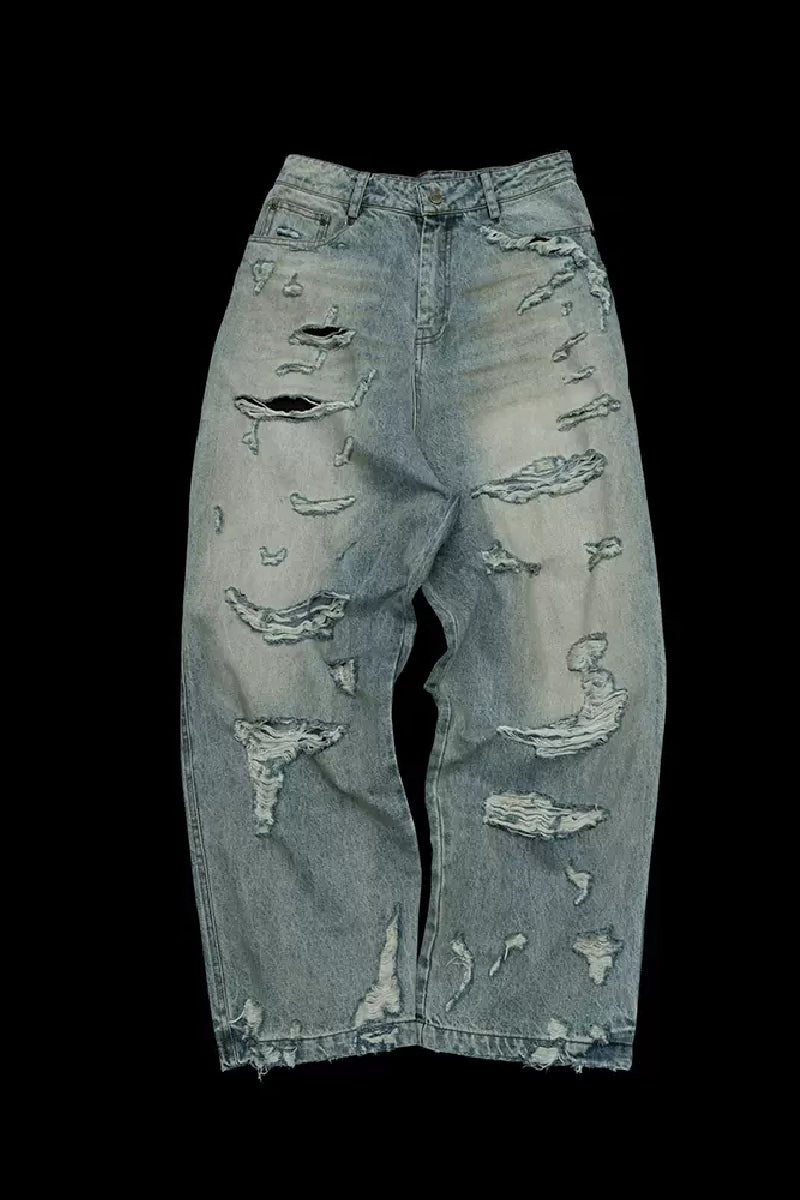 Distressed Heavyweight Denim Jeans