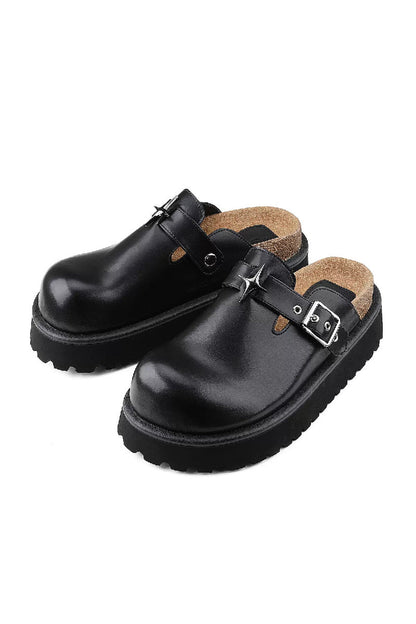 Chunky Star Buckle Clog Sandals