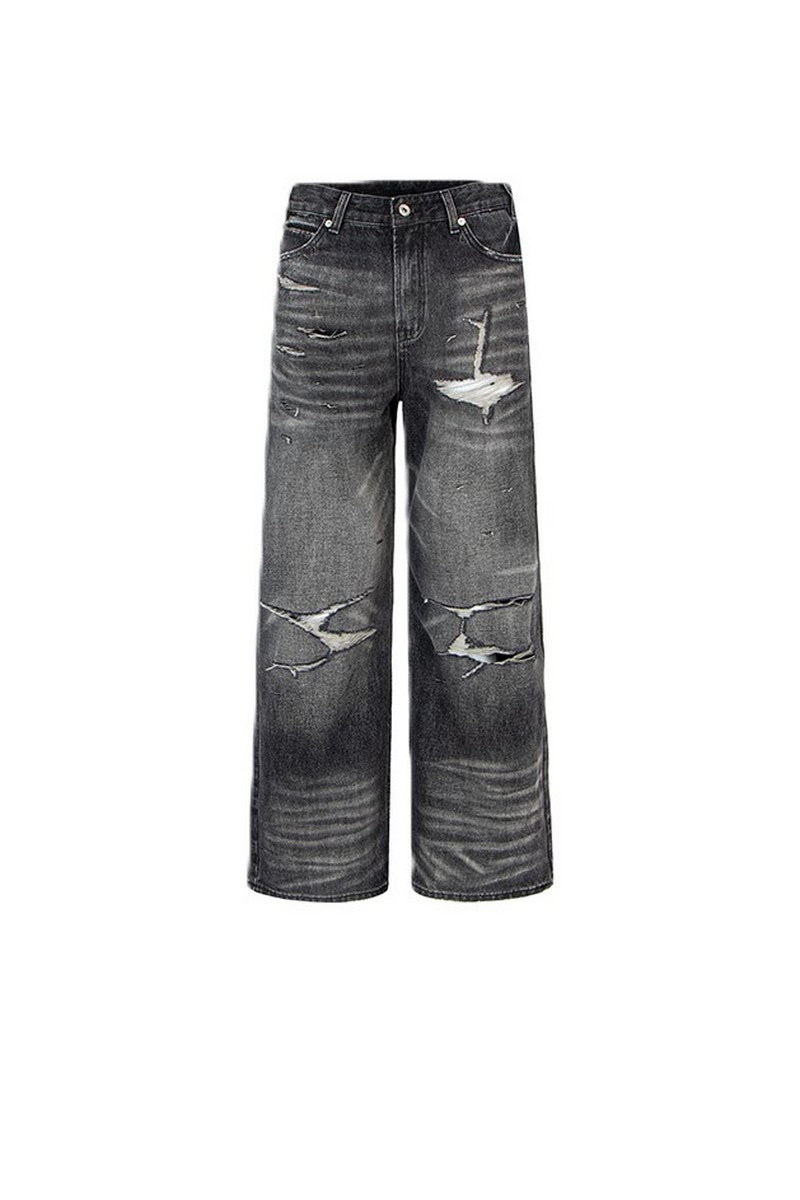 Black Gray Ripped Jeans
