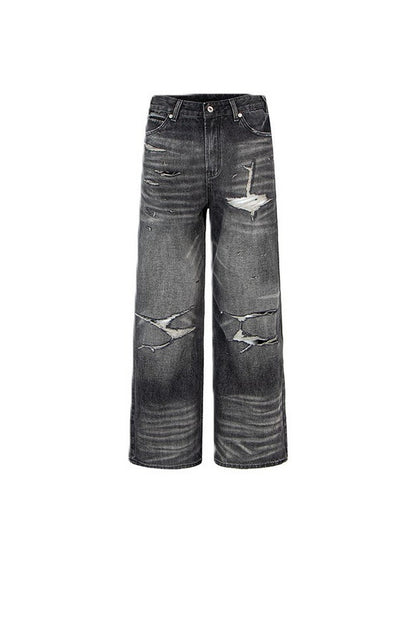Black Gray Ripped Jeans