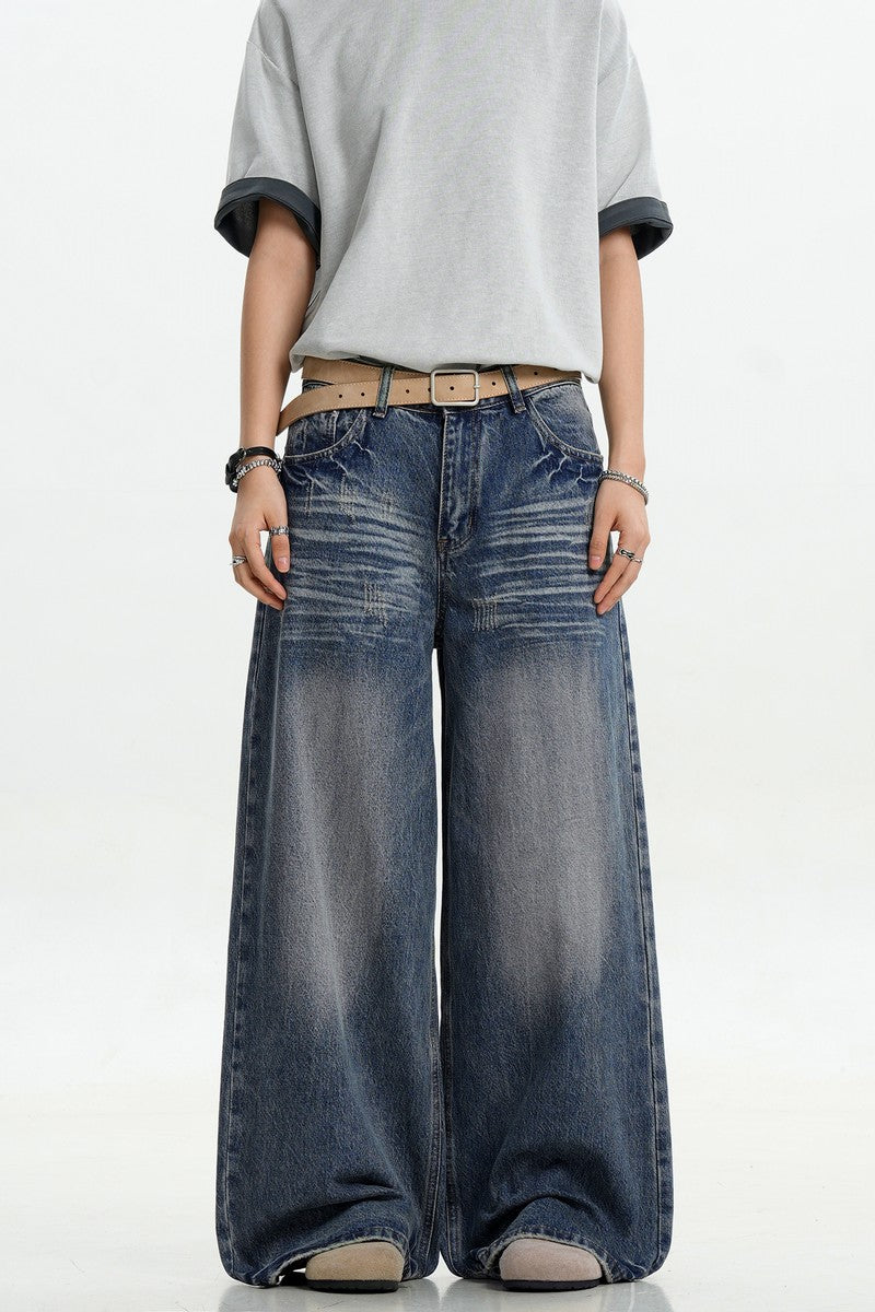 Dark Blue Whiskered Jeans