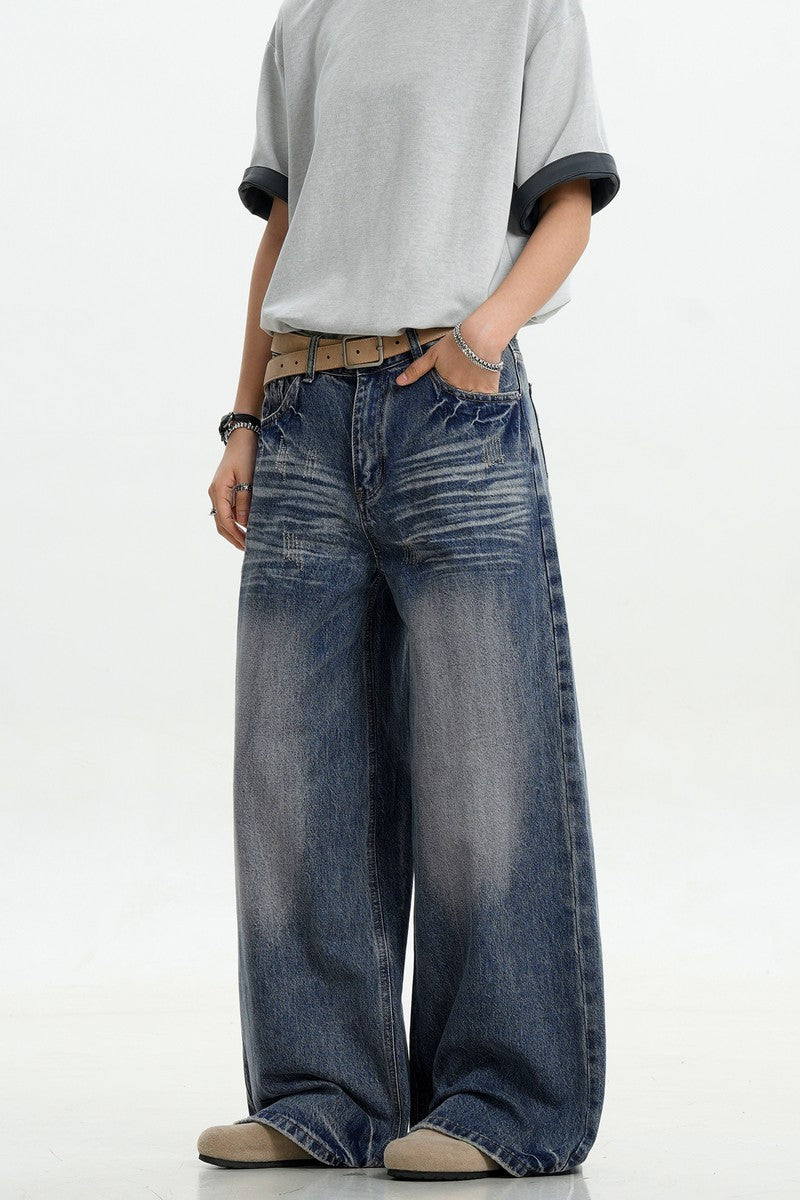 Dark Blue Whiskered Jeans