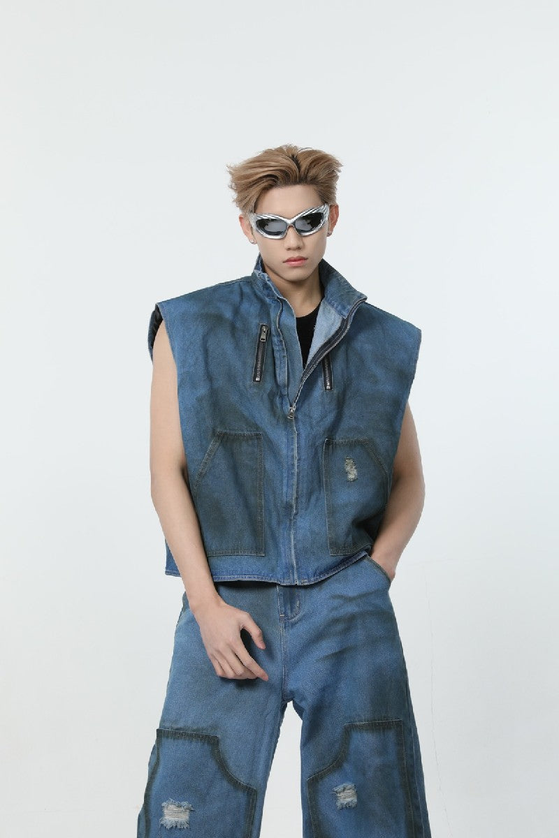 Vintage Washed Denim Vest