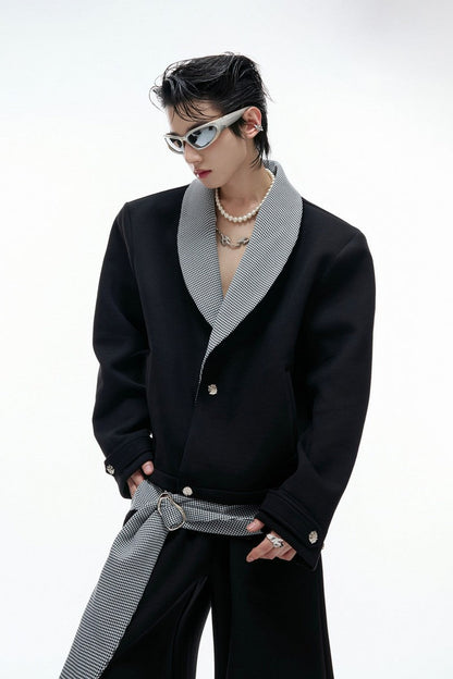 Houndstooth V-Neck Jacket