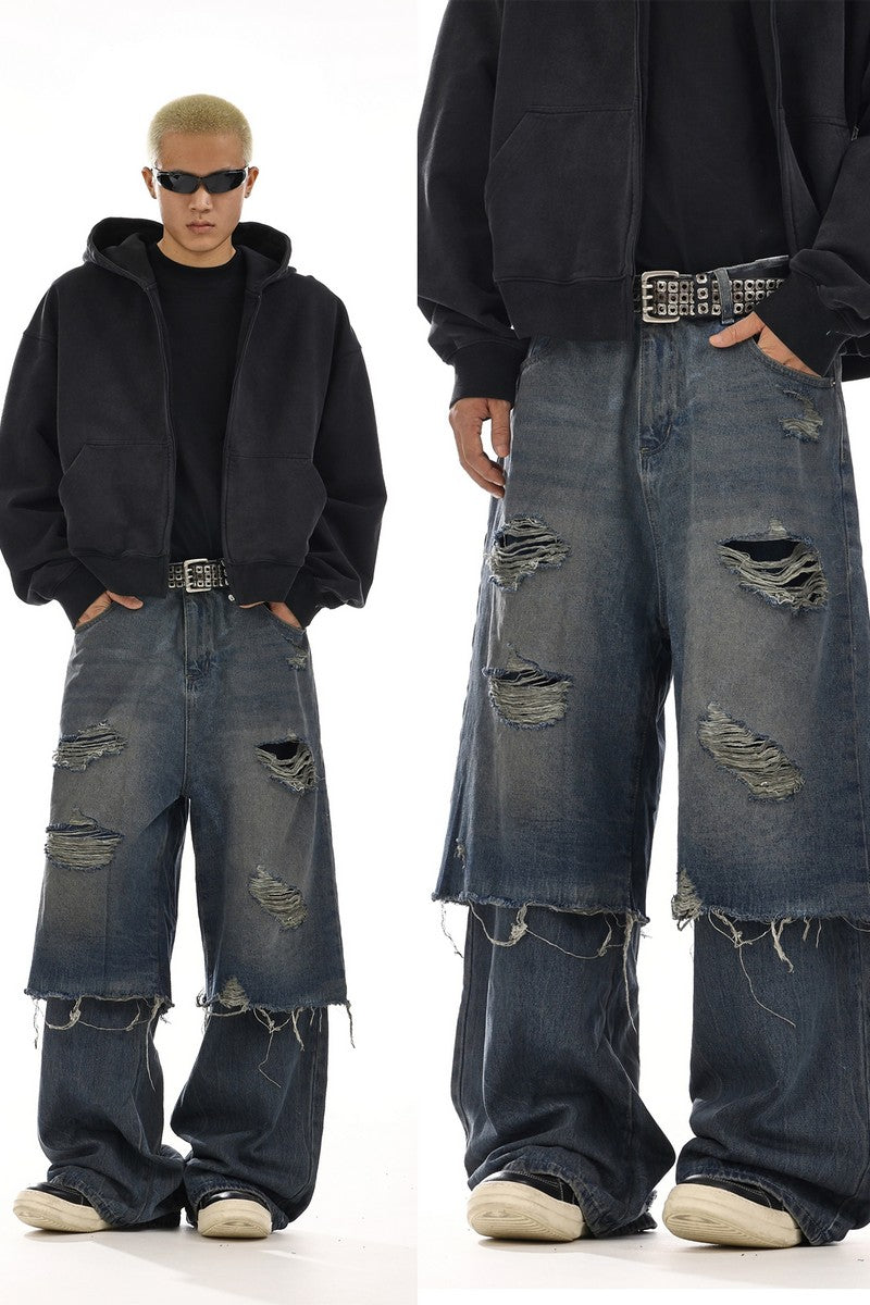 Vintage Deconstructed Patchwork Jeans