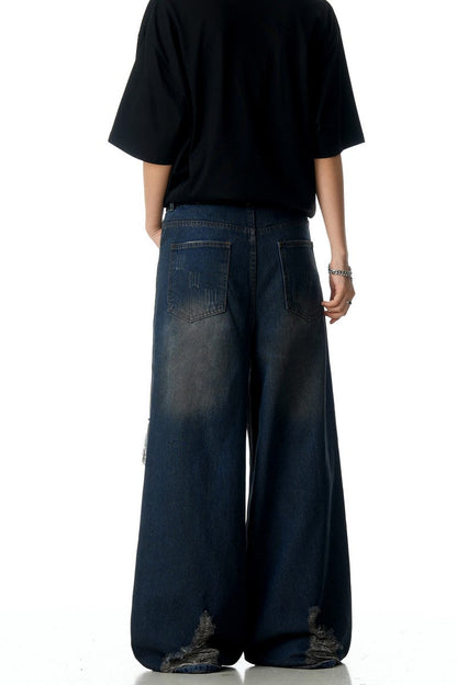 Blue Ripped Washed Jeans