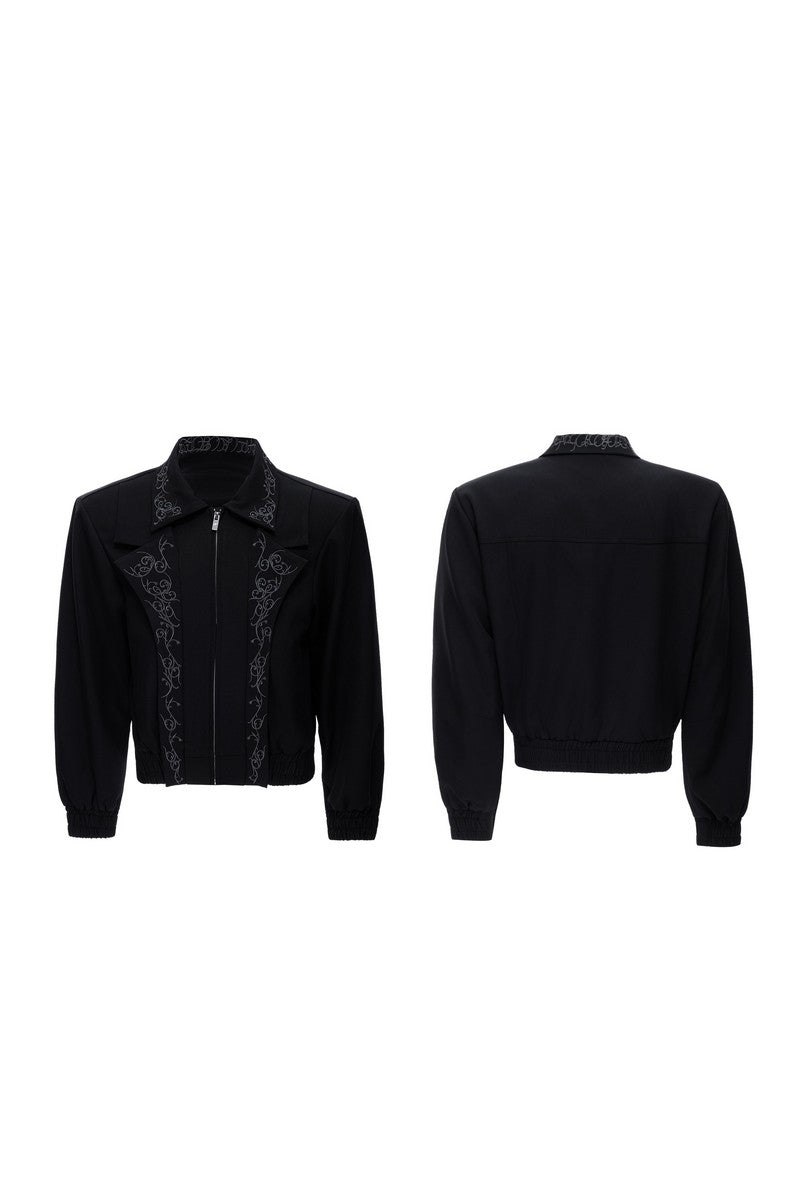 Embroidered Layered Cropped Jacket